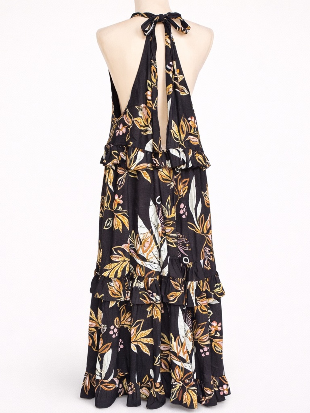 Free People Anita Floral Maxi Dress Halter Boho Tiered Small - Picture 3 of 7